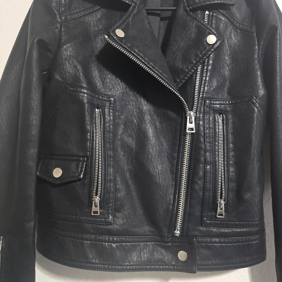 Topshop Black Leather Biker Jacket - Picture 11 of 11
